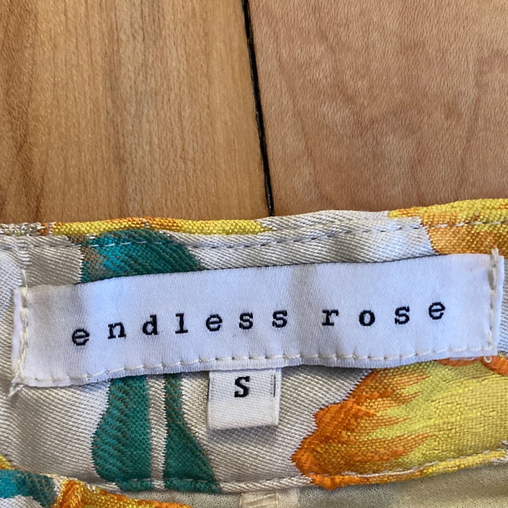Endless Rose Yellow Floral High Waist Shorts Crop Set Small - Picture 4 of 4
